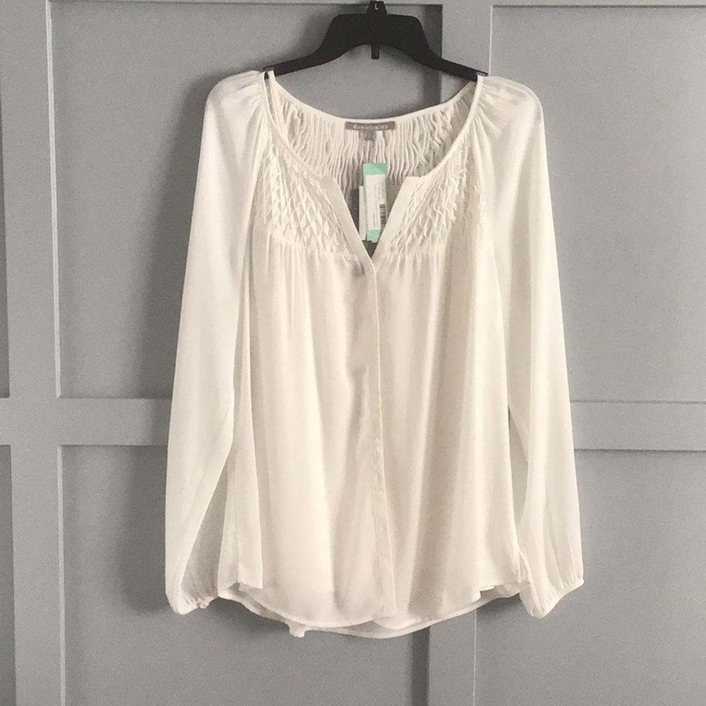 Off white button down blouse with matching camisole.